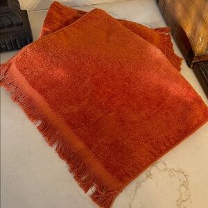 Vintage Set of 4 Groovy Orange Hand Towels